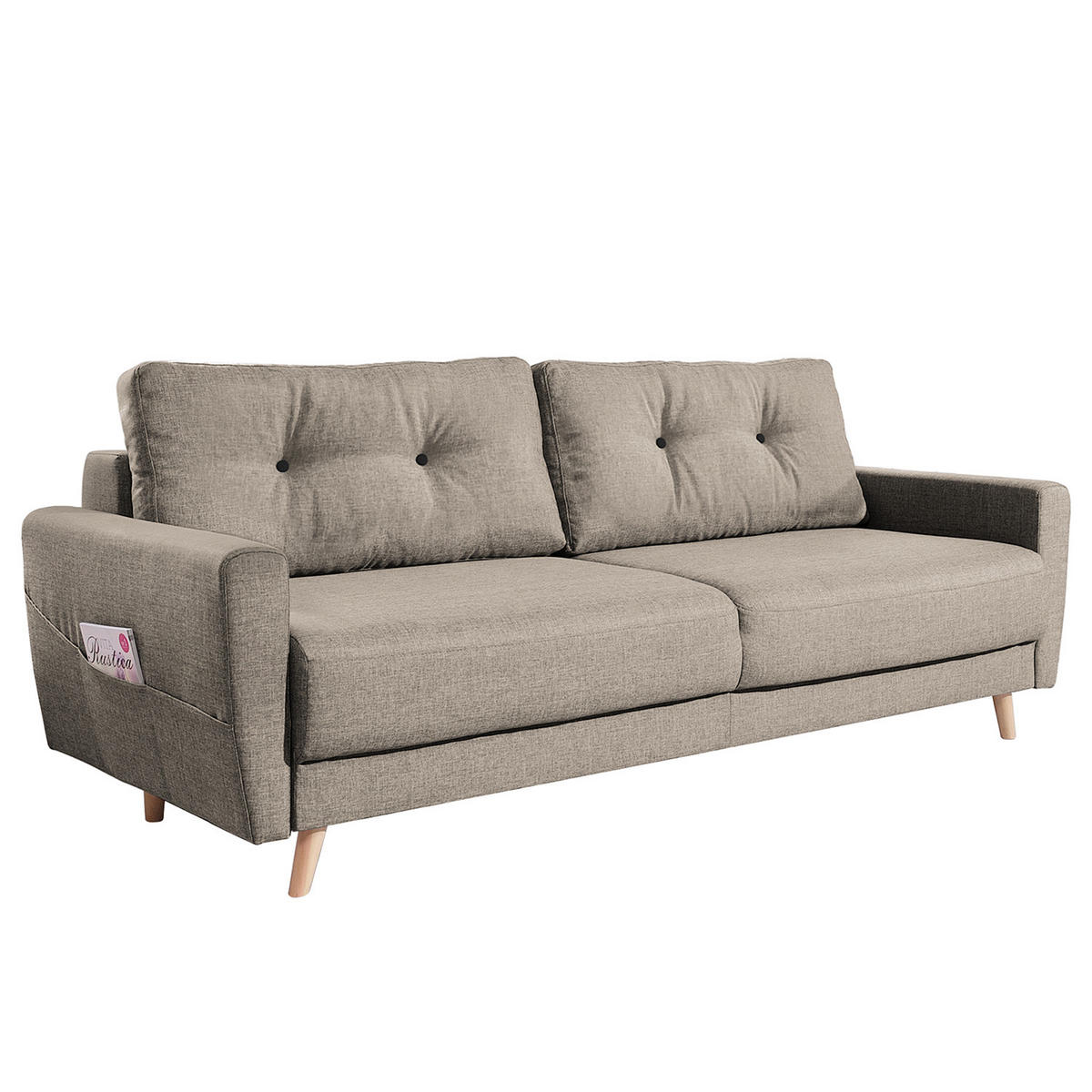 3-SITZER SOFA - Cappuccino, Textil (220/90/90cm) - home24