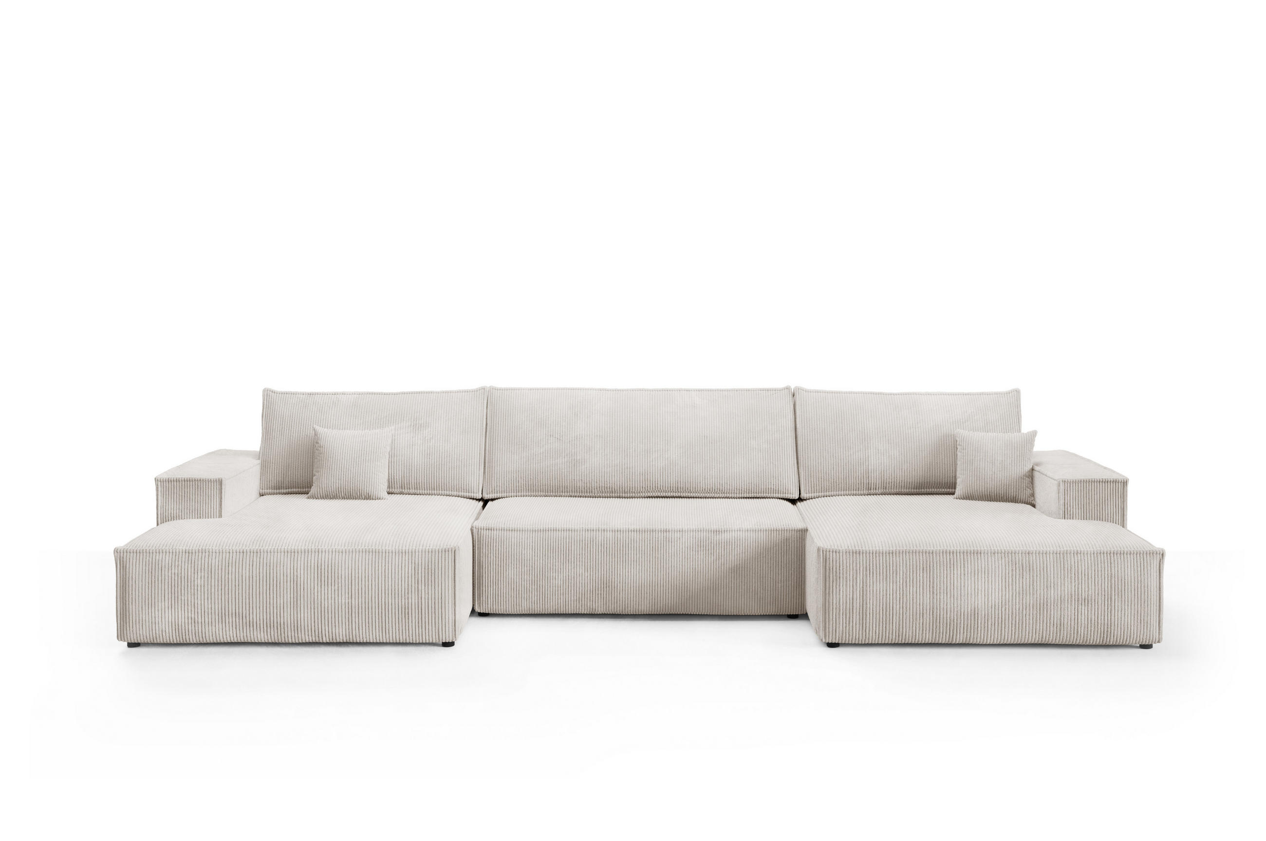 WOHNLANDCHAFT Pablo U mit Schlaffunktion Weiß Cord - Weiß, Textil (398/85/148cm) - Bromarkt