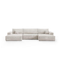 WOHNLANDCHAFT Pablo U mit Schlaffunktion Weiß Cord - Weiß, Textil (398/85/148cm) - Bromarkt