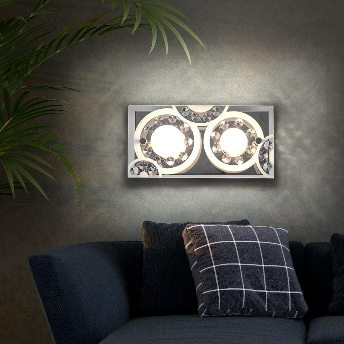 LED WANDLEUCHTE TISOY Chrom Silber Kristalloptik - Silberfarben, Glas (12/9.5/24cm) - Globo Lighting