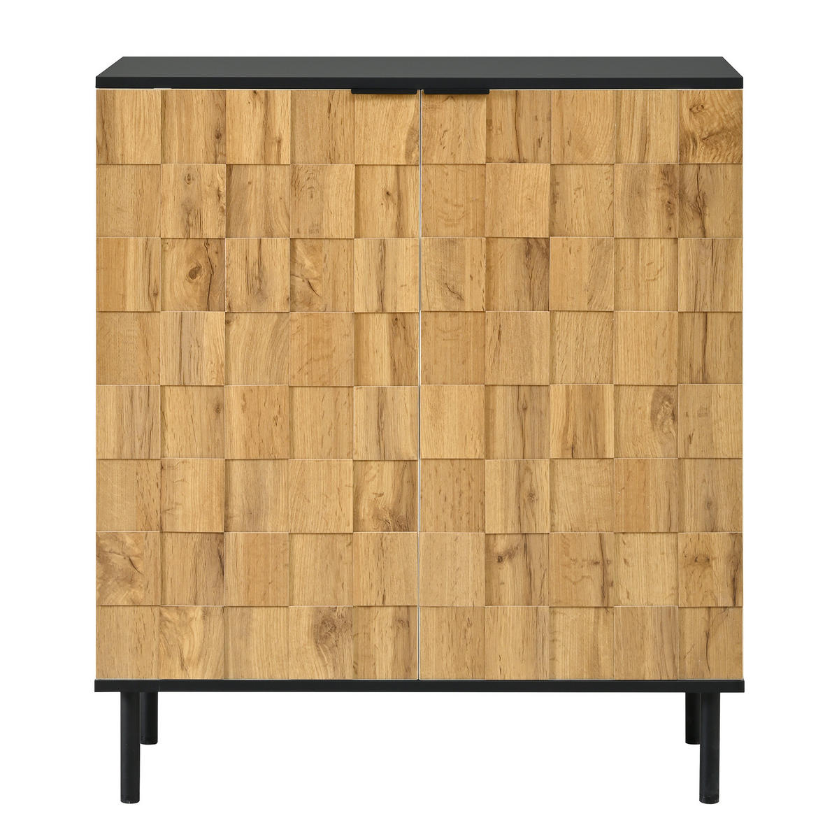 SCHUHSCHRANK holzoptik & mosaik-design mit 2 türen & verstellbaren fächern - Naturfarben, Holzwerkstoff (80/91.5/35cm) - Urban Meuble