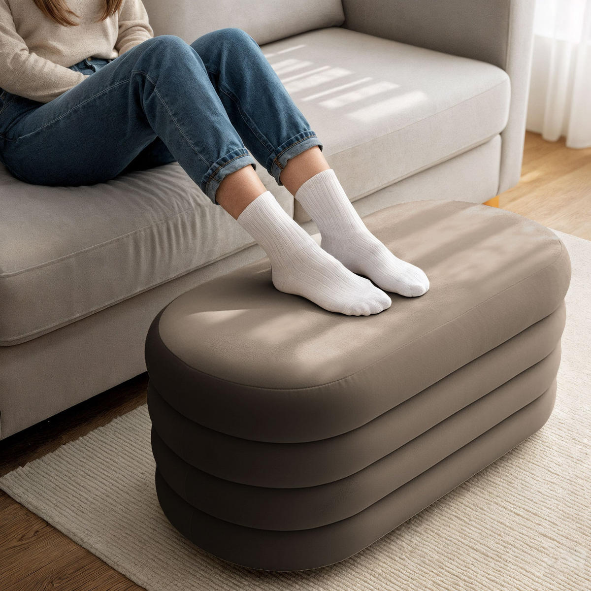 PRESVUČENA KLUPA s pohranom, smeđa - smeđa, tekstil (100/42/42cm) - RAUMHIRSCH FURNITURE