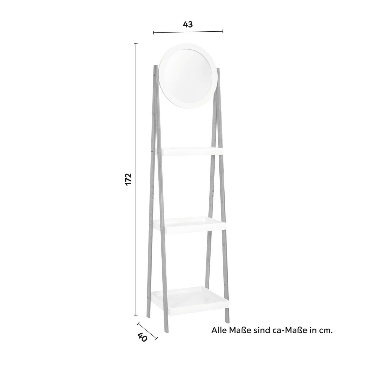 REGAL Mirella Weiß/Naturfarben MDF - Naturfarben, Naturmaterialien (43/172/40cm)