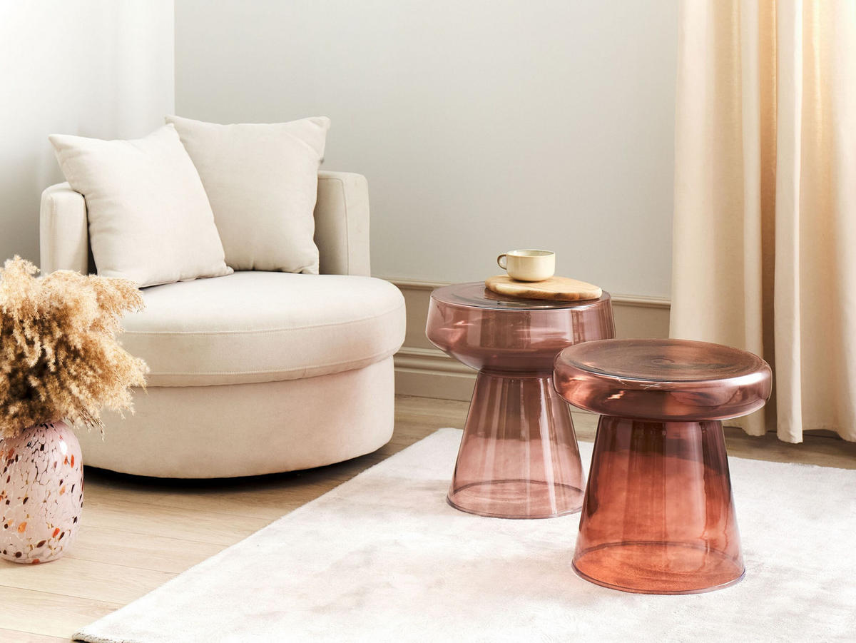 BEISTELLTISCH 2er-Set Rot Laguna/Caldera - Rot, Glas (39/39/43cm) - Beliani