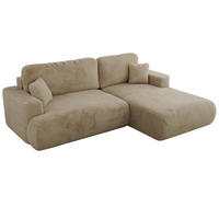 ECKSOFA OVO L Beige Plüsch - Rechts Seite - Beige/Schwarz, Kunststoff/Textil (195/271cm) - MKS