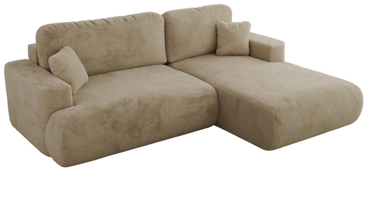 ECKSOFA OVO L Beige Plüsch - Rechts Seite - Beige/Schwarz, Kunststoff/Textil (195/271cm) - MKS