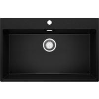 SPÜLBECKEN Riga, 2-er set Schwarz 78/50 cm 1 Becken + Ablauf-Set ab 80er Unterschrank - Chromfarben/Schwarz, Kunststoff (78/20/50cm) - Primagran