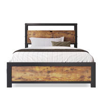 METALLBETT 90/200 cm Natur aus Metall und Holz mit Stauraum-Kopfteil - Naturfarben, Metall (90/200cm) - OKMYHOME