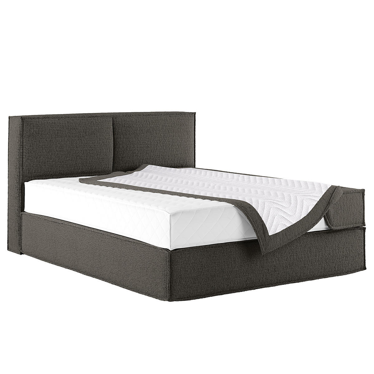BOXSPRINGBETT mit Kopfteil - Premium - Anthrazit, Textil (140/200cm) - home24