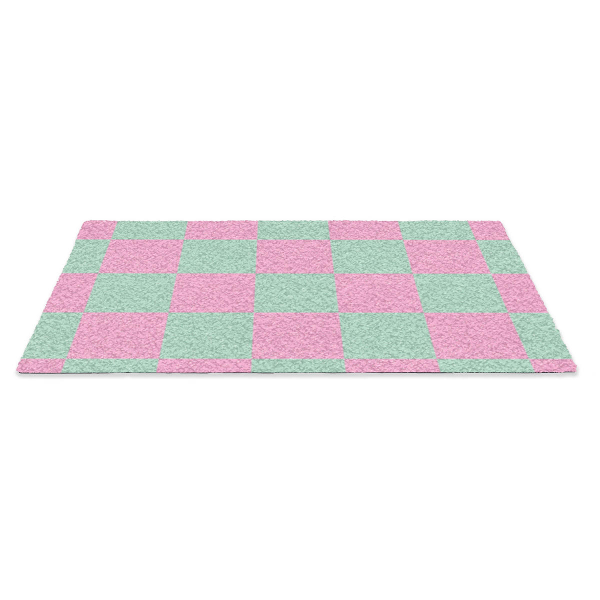 FUSSMATTE Schachbrettmuster - Grün - Rosa - Würfel Fußabtreter 90x60 cm - Mintgrün, Kunststoff (90/0.4cm) - MuchoWow
