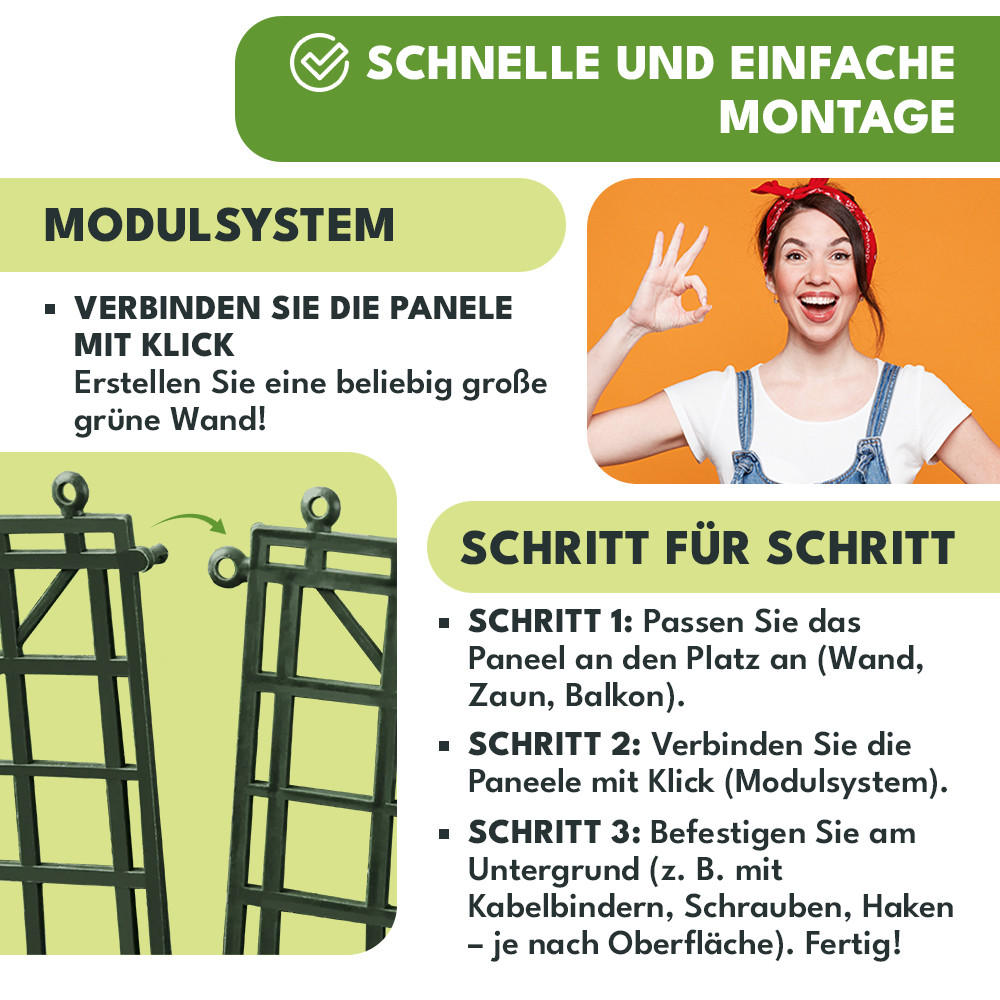 KÜNSTLICHE PFLANZENWAND 60x40cm - Grün, Kunststoff (60cm) - KRUMAD