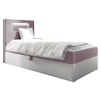 BOXBETT Gold Junior 1, Seite zum Öffnen des Bettkastens: Links - H3 - Weiß/Rosa, Holz (100/200cm) - MIRJAN24