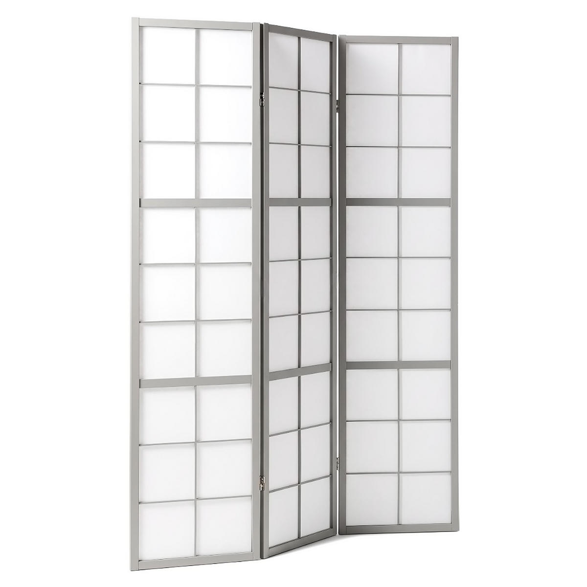 PARAVENT 3-tlg 132/179 cm Grau Holz Shoji - Grau, Holz (132/179/2cm) - Homestyle4u