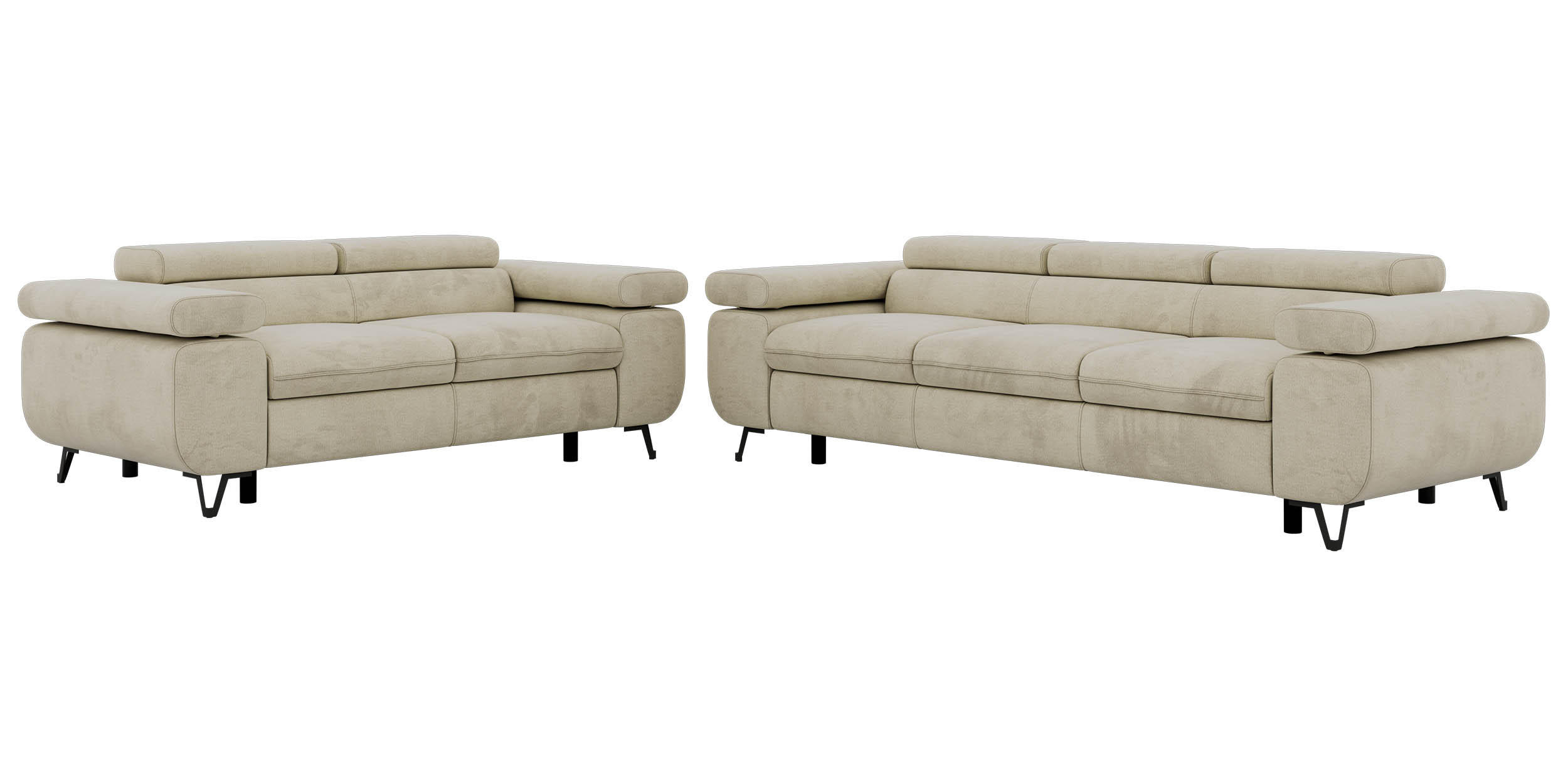 SEDACÍ SOUPRAVA PETER 2+3 - Béžová Samet - černá/béžová, kov/textil (262/76/99cm) - MKS