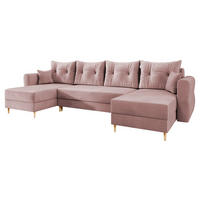 WOHNLANDSCHAFT Zako U - Naturfarben/Rosa, Holz/Textil (310/85/138cm) - MIRJAN24