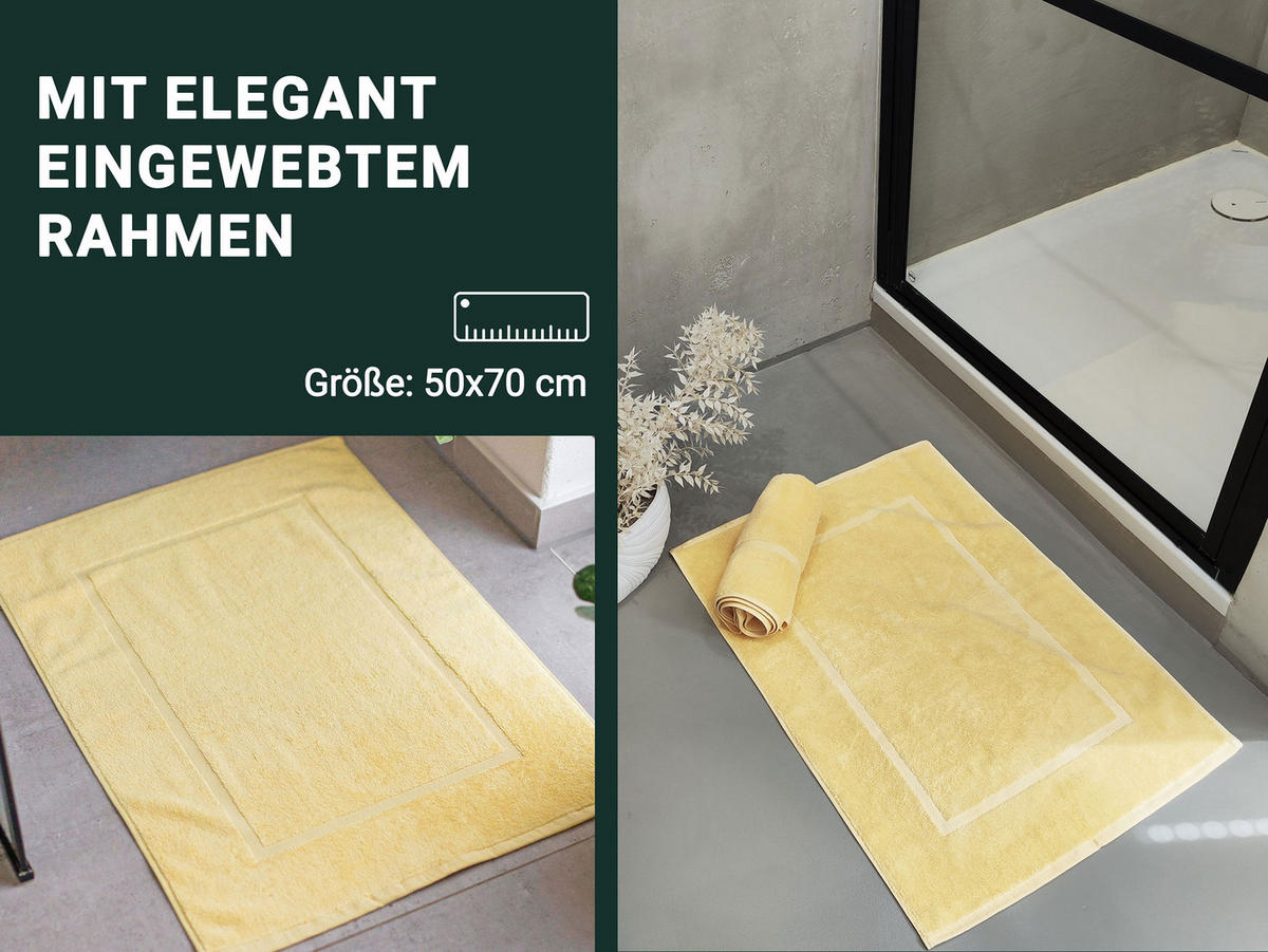 BADEMATTE, 2er-Set, 50x70 cm, 100% Baumwolle - Gelb, Textil (50/70cm) - Zollner