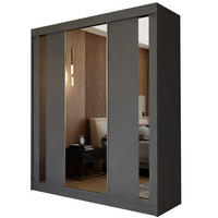 SCHWEBETÜRENSCHRANK GRAZIA 180/216/61 cm 3-türig mit Spiegel Grau - Grau, Holzwerkstoff (180/216/61cm) - MASSENO