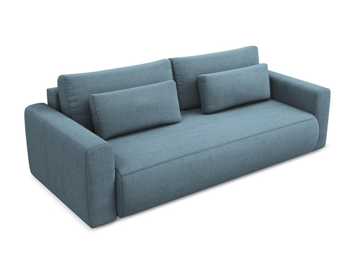 3-SITZER SOFA mit Schlaffunktion Strukturstoff Stoff Blau - Blau/Schwarz, Kunststoff/Textil (238/82/105cm) - Makamii