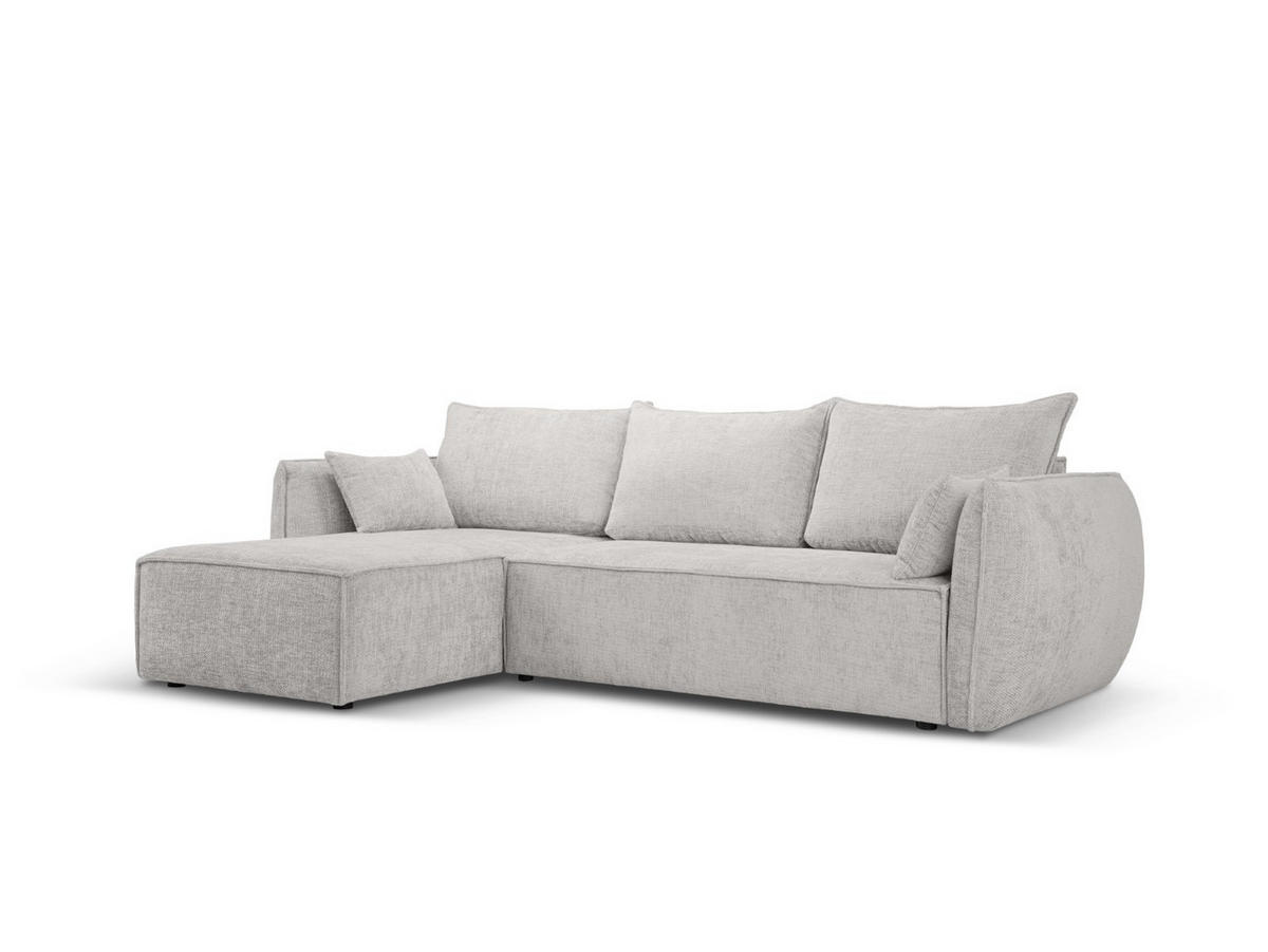 AUSKLAPPBARES-ECKSOFA links mit Container Kaelle aus Chenille-Stoff hellgrau 4 Sitzplätze - Hellgrau, Textil (165/252cm) - Micadoni