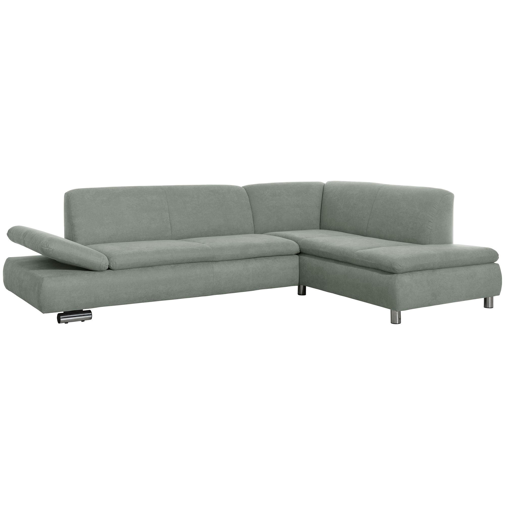 ECKSOFA mit Ottomane rechts Kaye Flachgewebe hellgrün - Hellgrün, Kunststoff (190/270cm) - 58aufmkessel