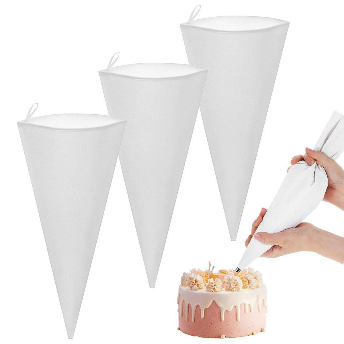 SPRITZBEUTEL 4er-Set 30 cm wiederverwendbar - Weiß, Textil (17/1/30cm)