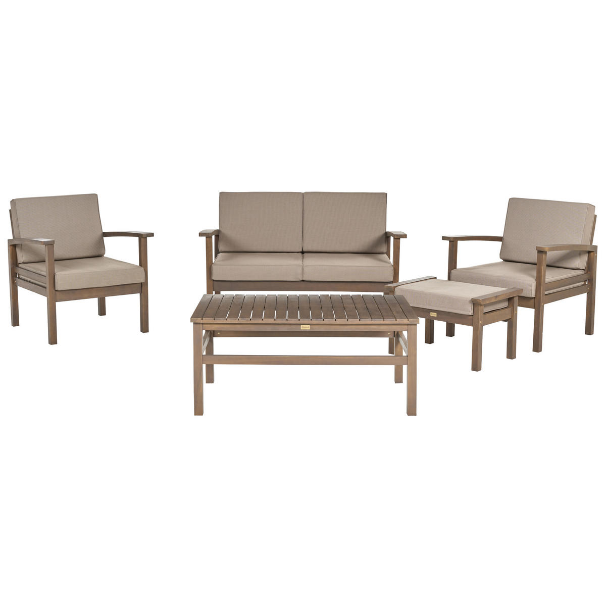 4-SITZER LOUNGE SET zertifiziertes Holz dunkelbraun Manila - Taupe/Dunkelbraun, Holz - Beliani