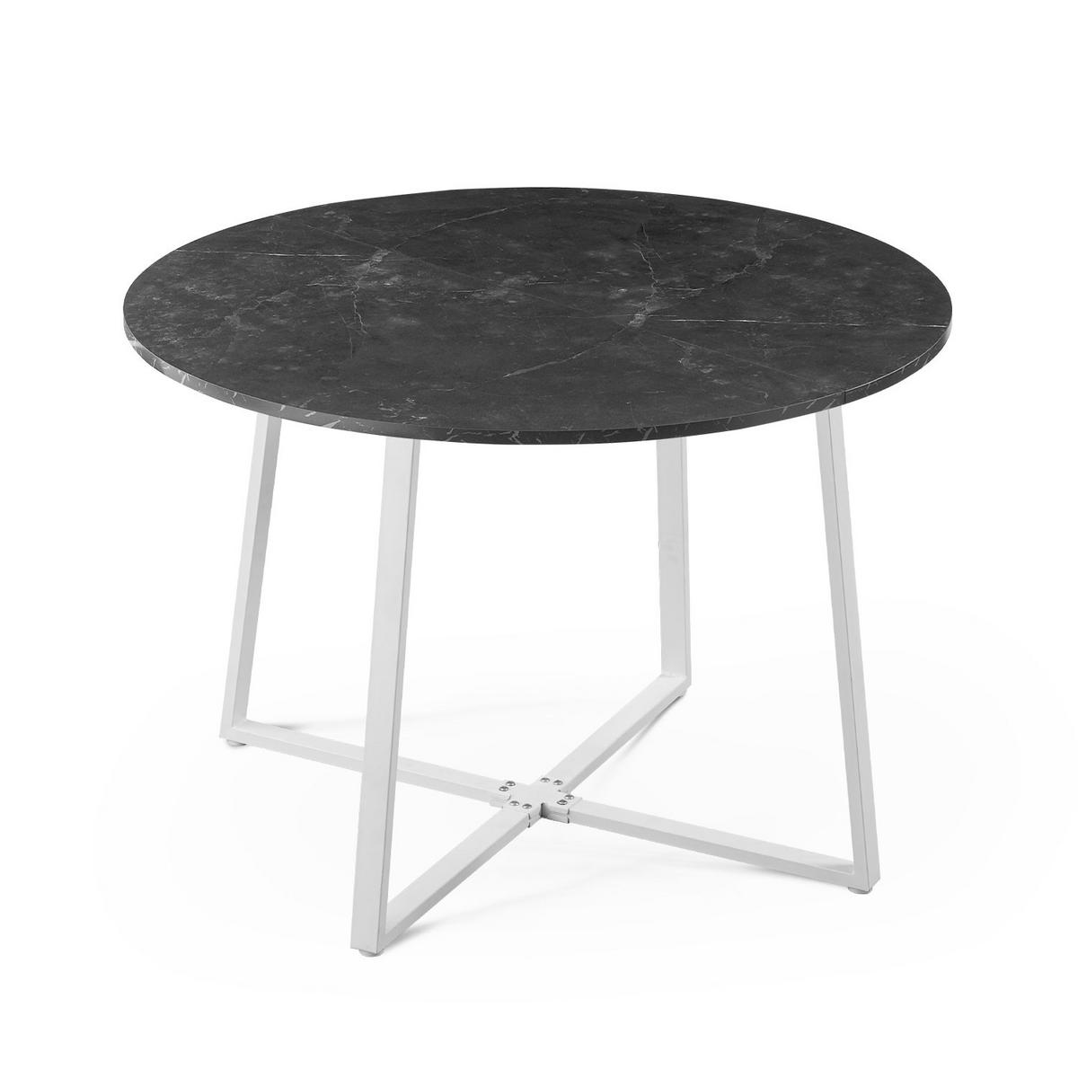 ESSTISCH NOA Marmor, 110/110/76 cm - Schwarz/Weiß, Holzwerkstoff/Metall (110/110/76cm) - B&D Home