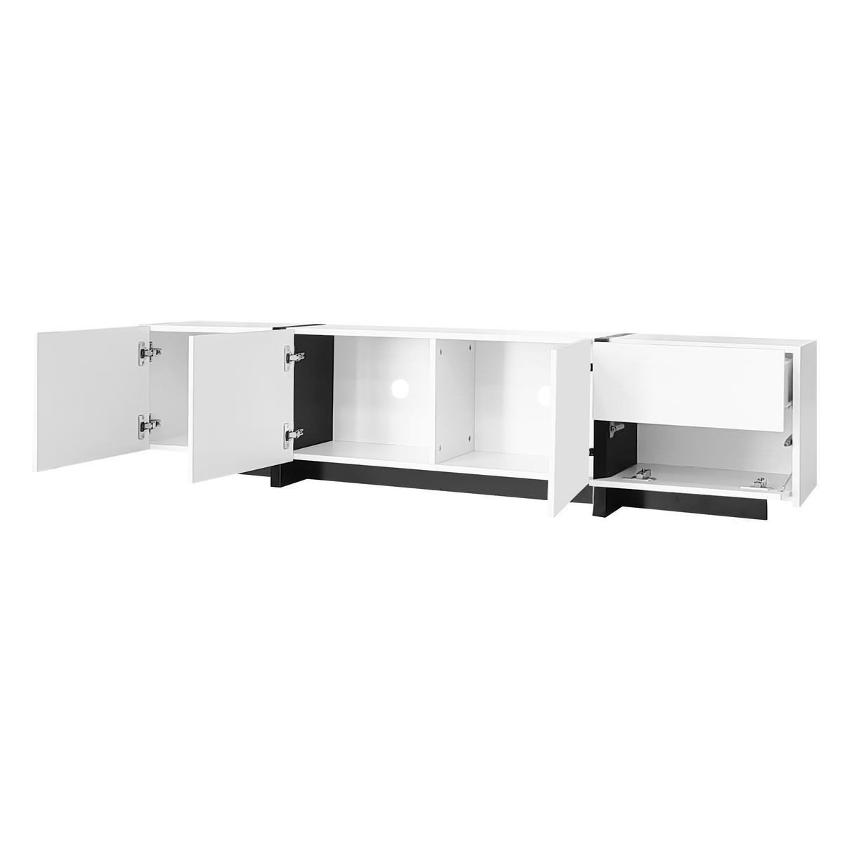 TV-SCHRANK 170/30/39 cm weiß Hochglanz mit schwarzen Tischbeinen und Stauraum - Weiß, Holzwerkstoff (170/39/30cm) - OKWISH