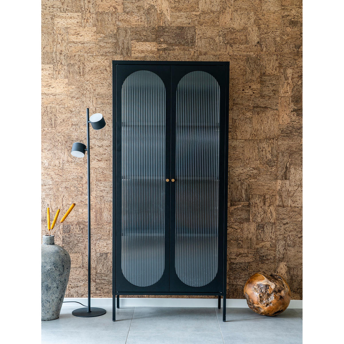 VITRINE Schwarz - Schwarz, Holzwerkstoff (80/180/35cm) - ebuy24