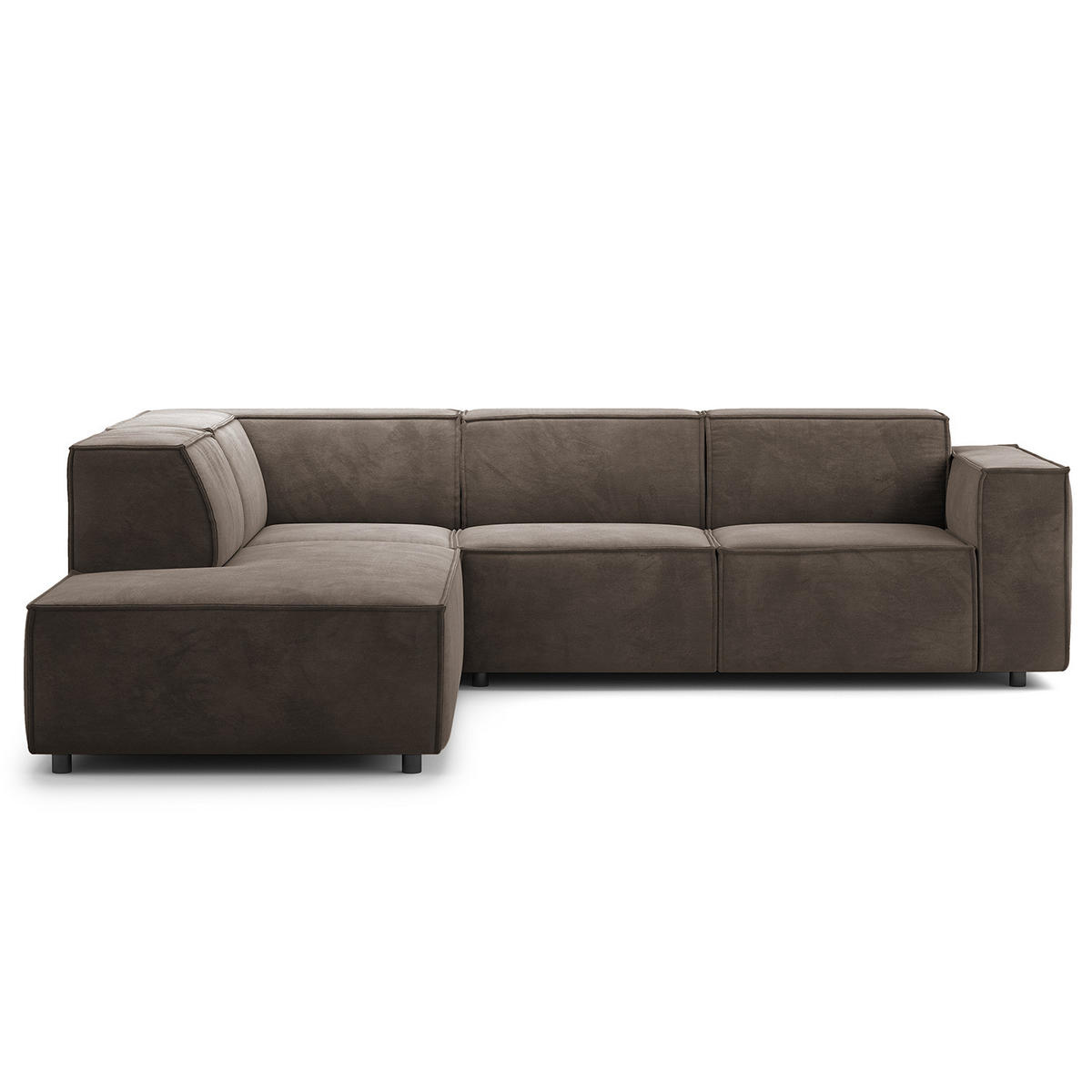 ECKSOFA mit Ottomane - Taupe/Schwarz, Kunststoff/Textil (260/234cm) - home24