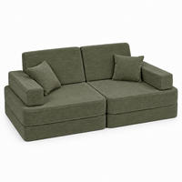 KINDERSOFA mit Schlaffunktion Cordsamt Forrest Khaki - Olivgrün, Textil (160/24/80cm) - AngeLove