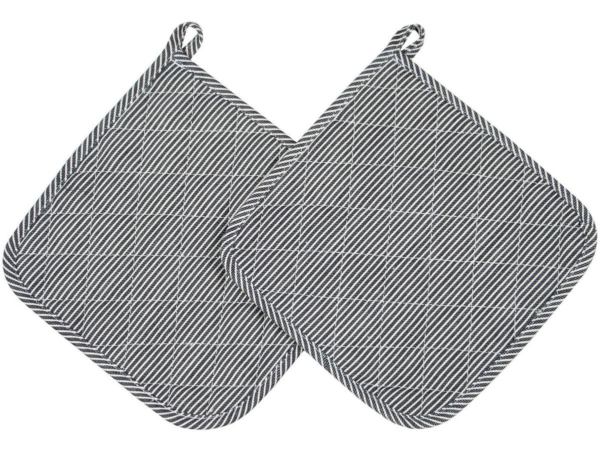 TOPFLAPPEN, 2er-Set, 24x24 cm, 100% Baumwolle, Grau - Schwarz/Weiß, Textil (24/24cm) - Zollner