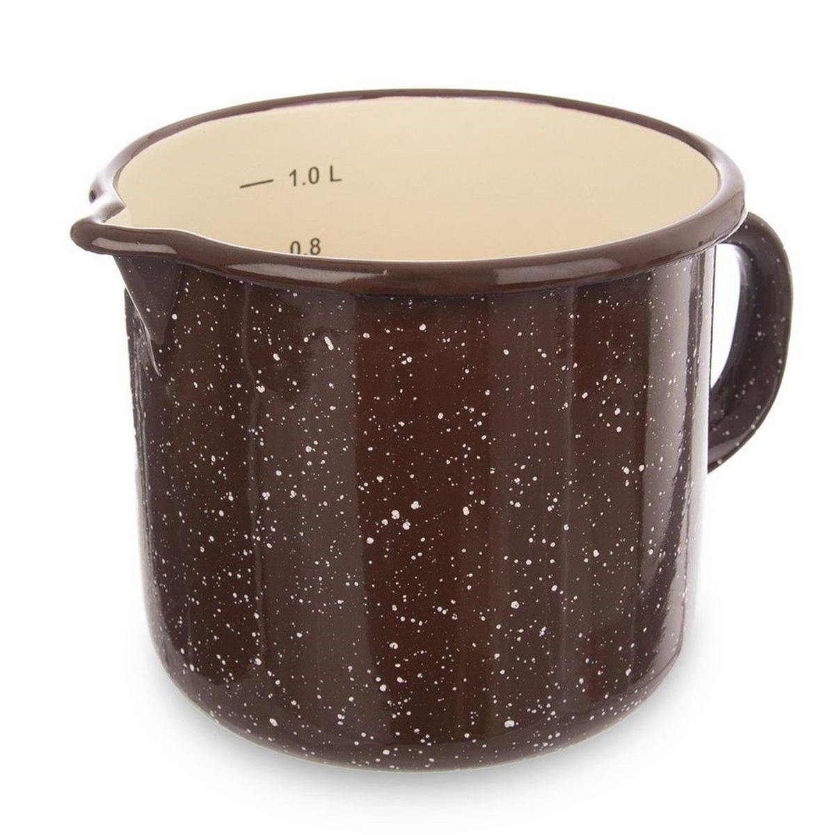 EMAILLIERTER MESSBECHER BRAUN, Emaille, braun, 1,2 l - Braun, Metall (1.2L) - Orion 