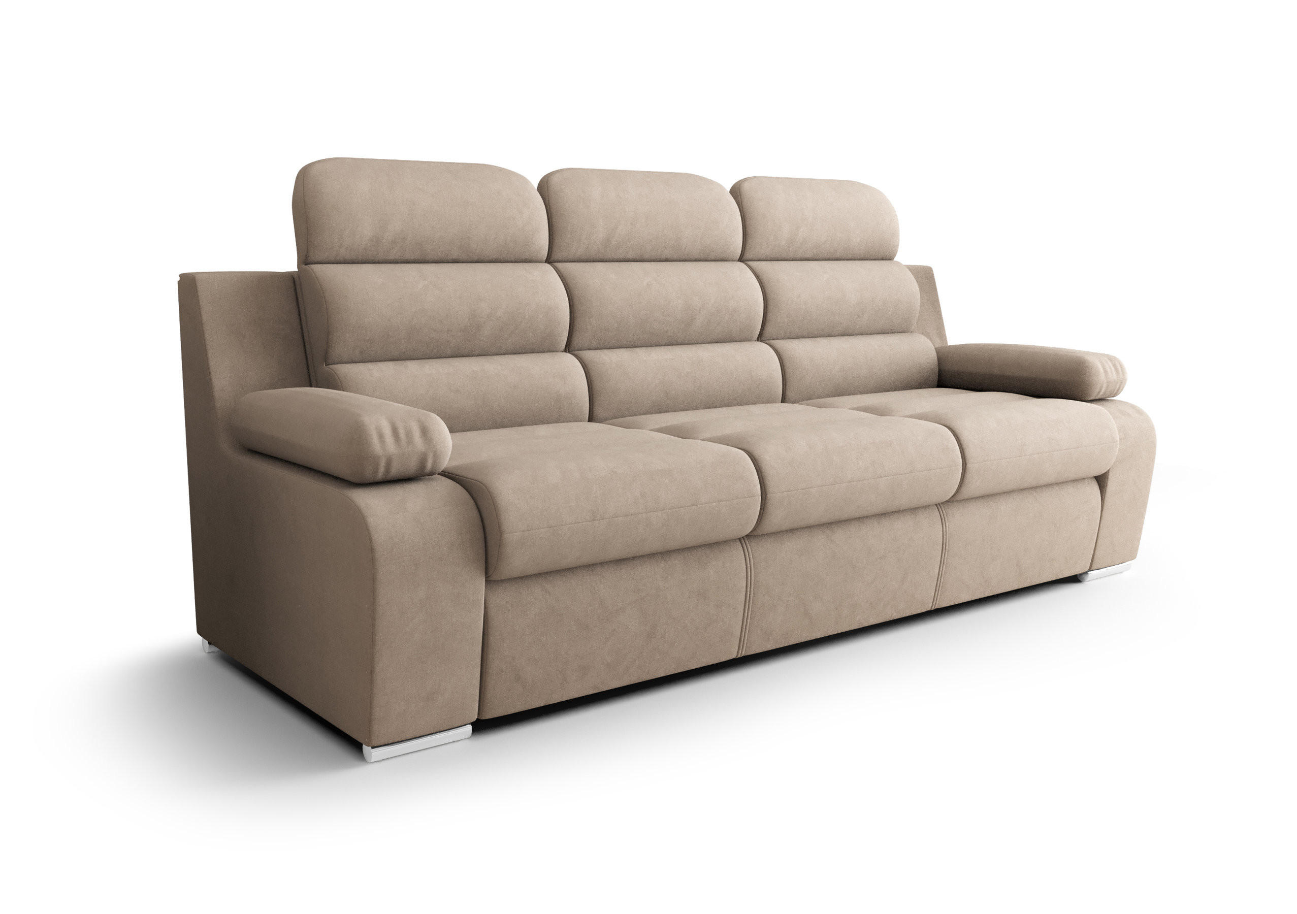 SCHLAFSOFA KONGO 02, Sofa mit Schlaffunktion, Farbe: Beige, Velourstoff - Beige, Textil (238/103/96cm) - O-Sofa