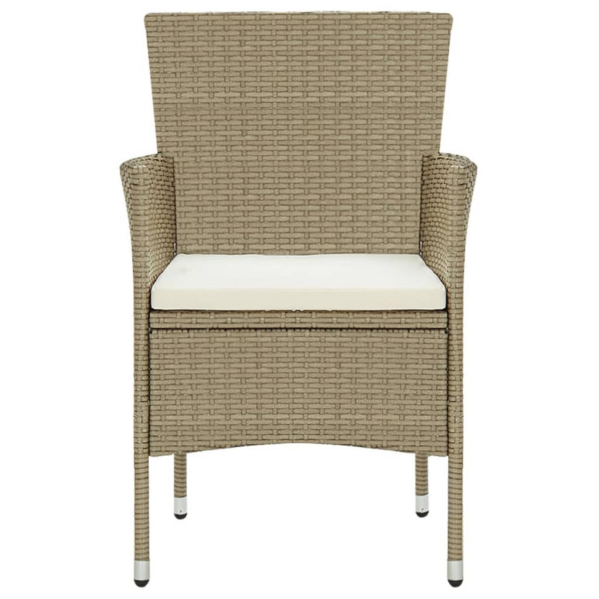 GARTENSTÜHLE mit Cremeweiß Kissen, 53/58/84 cm, aus Poly Rattan, Beige, 4er-Set - Beige, Kunststoff (58/84/53cm) - vidaXL