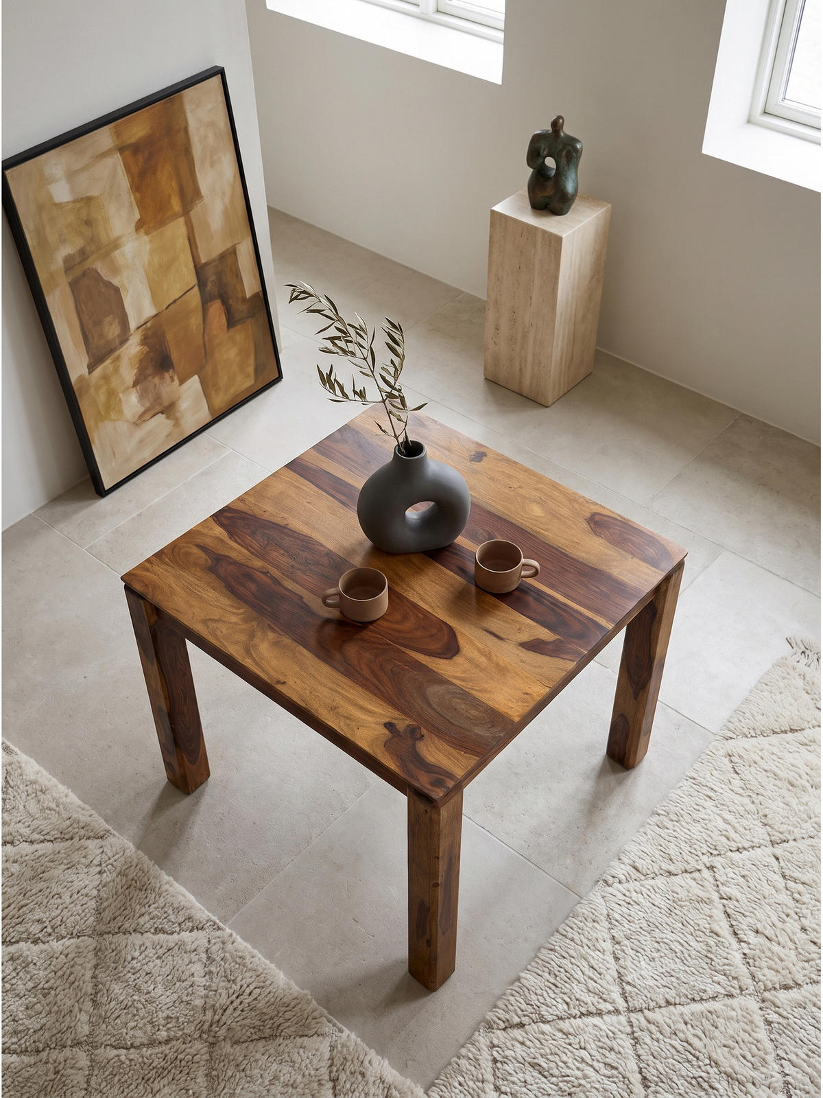ESSTISCH CHARENTE, Dunkles Massivholz, 80 x 80 x 75 cm - Braun, Holz (80/80/75cm) - KADIMA DESIGN