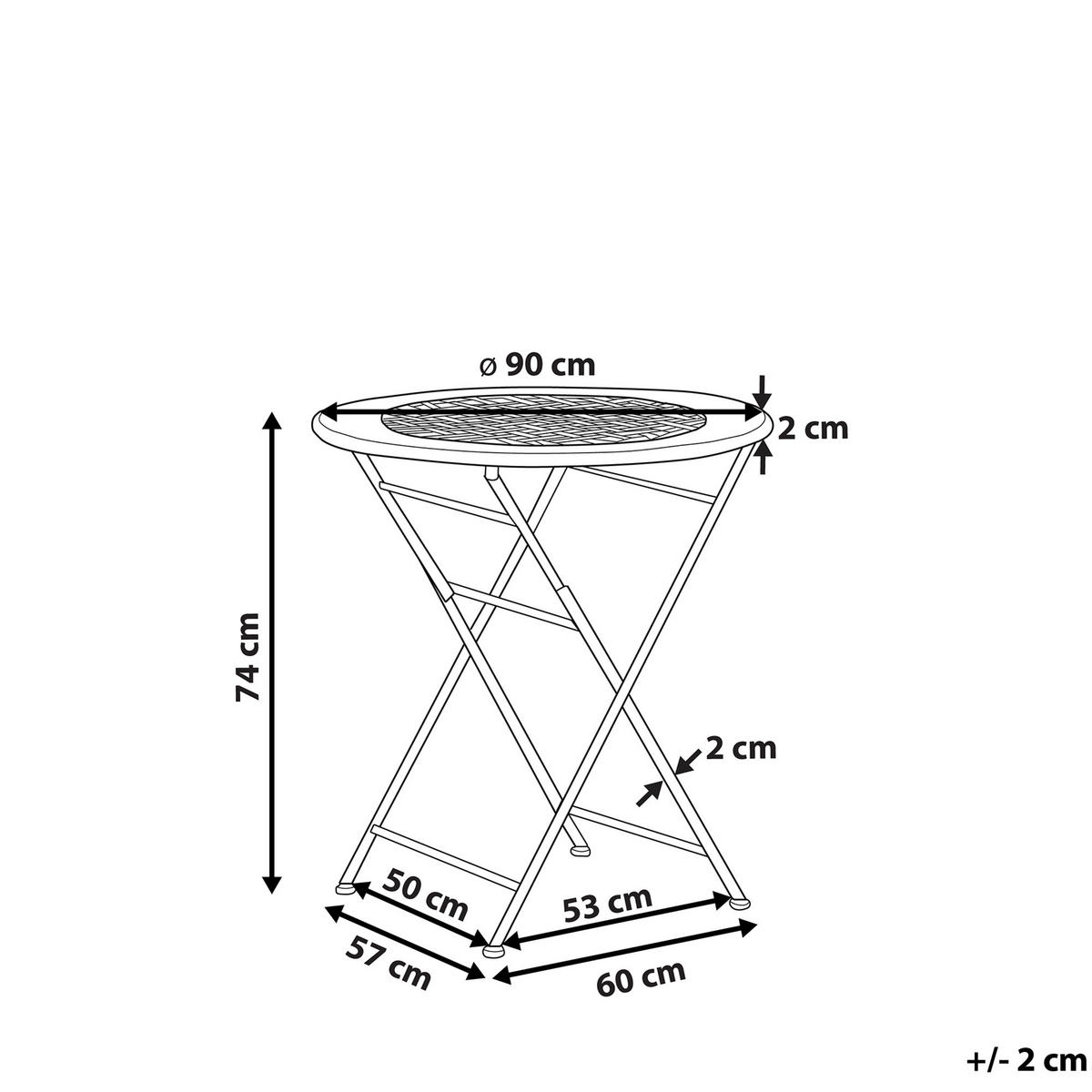 GARTENTISCH cm Metall Cremeweiß Bivio - Weiß, Metall (90/74/90cm) - Beliani