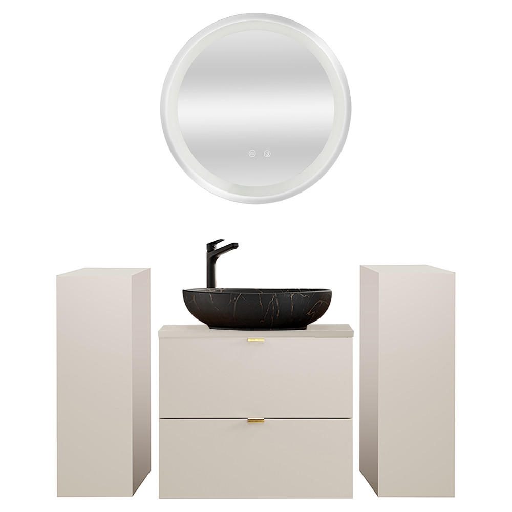 BADMÖBEL-SET 4-TLG. Durango-56 - Beige, Holzwerkstoff (150/200/47cm) - Lomado