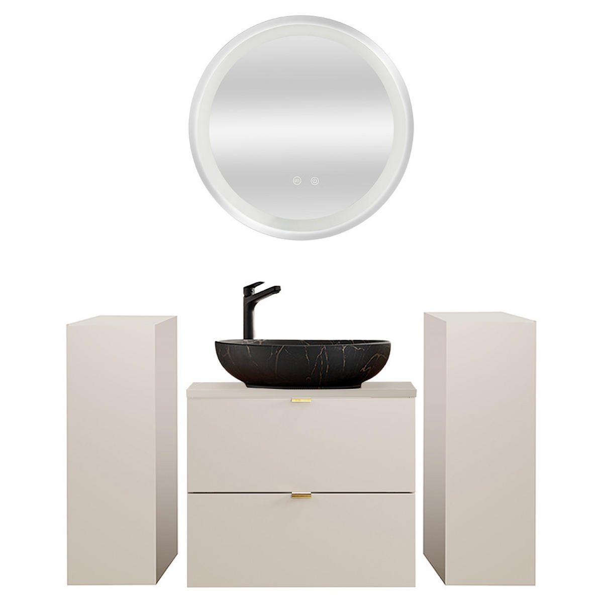 BADMÖBEL-SET 4-TLG. Durango-56 - Beige, Holzwerkstoff (150/200/47cm) - Lomado