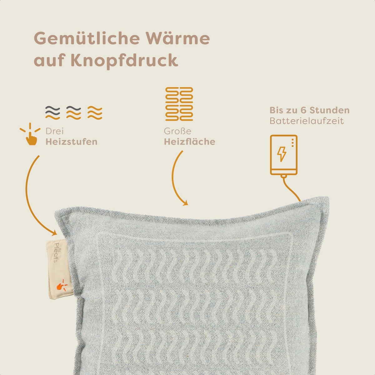 HEIZKISSEN Nomad 45x45cm Close Knit - Hellgrau, Textil (45/45cm) - Pleafs