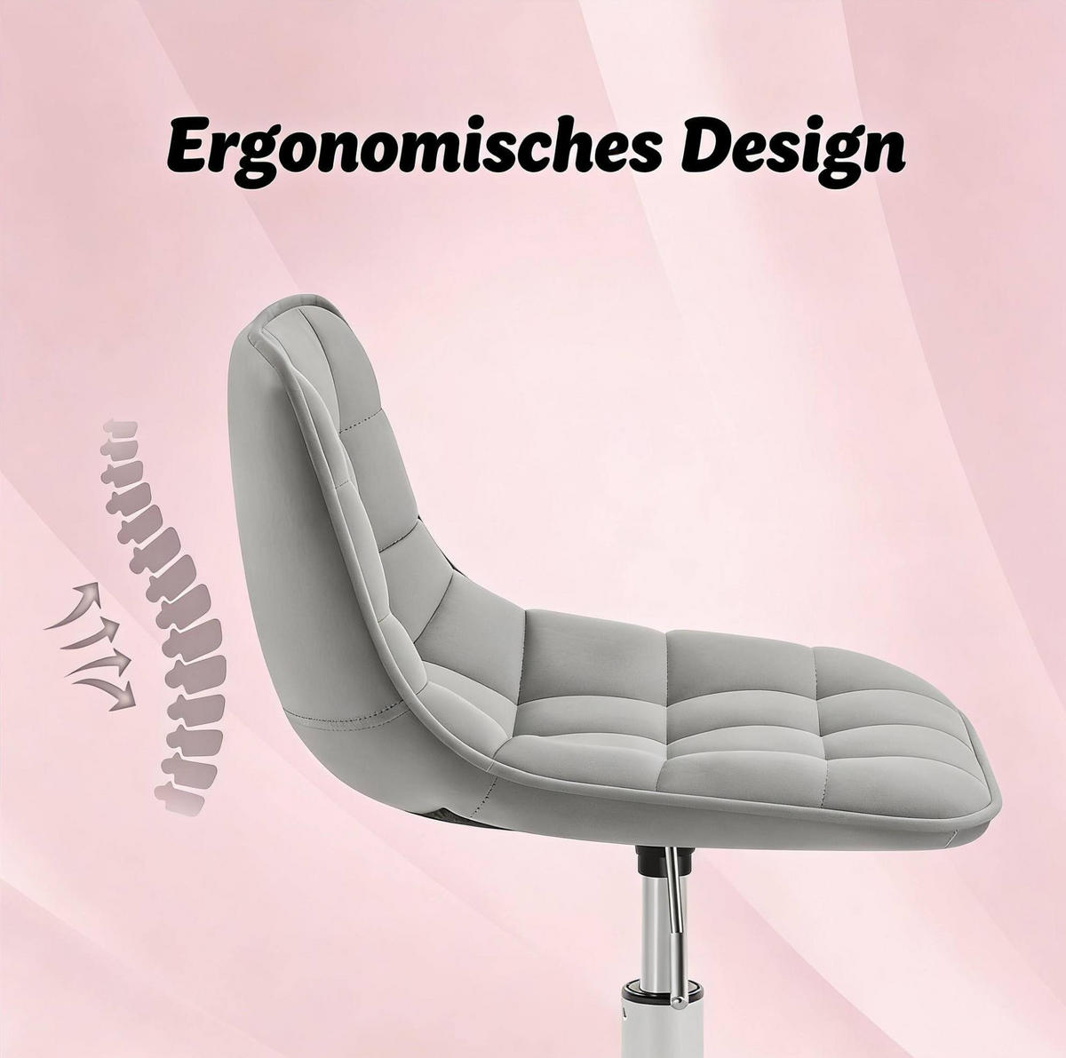 BÜROHOCKER in Lichtgrau 43x43x67,5 cm, höhenverstellbar und drehbar, mit Rollen - Hellgrau, Metall (43/67.5/43cm) - IVMEU
