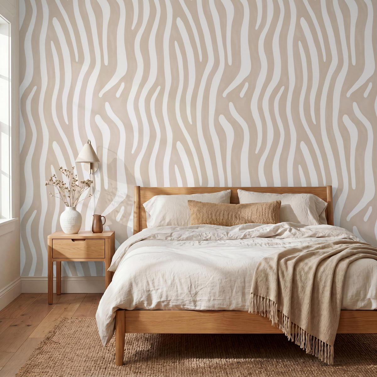 TAPETE - Abstrakt - Zebra - Beige - 300x240 cm - Beige, Papier (300/240cm) - OnlyWow