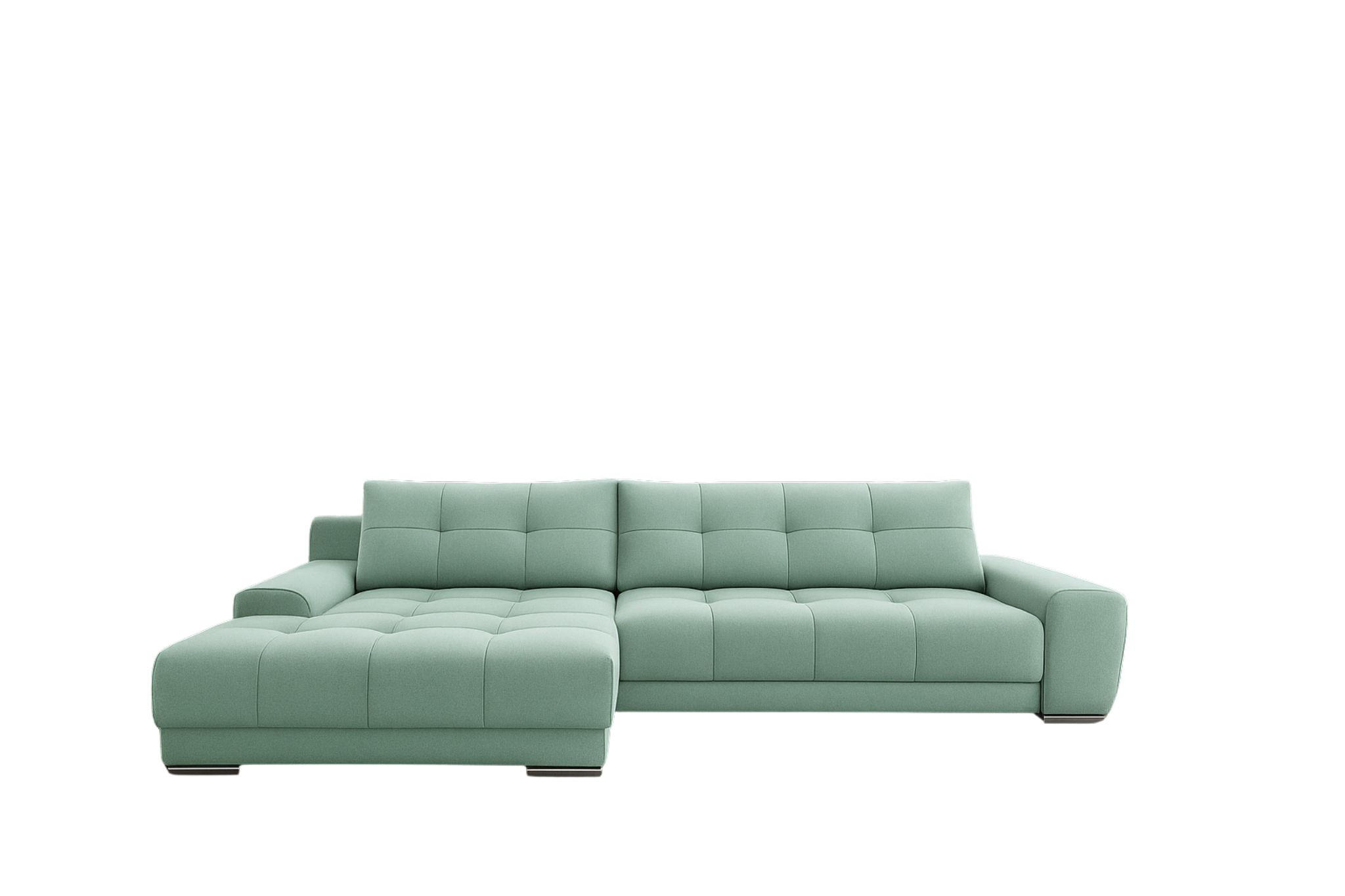 ECKSOFA WAVE Mit Schlaffunktion, Stoff SORO, Mintz Links - Mintgrün, Holz (105/281cm) - Kaiser Möbel