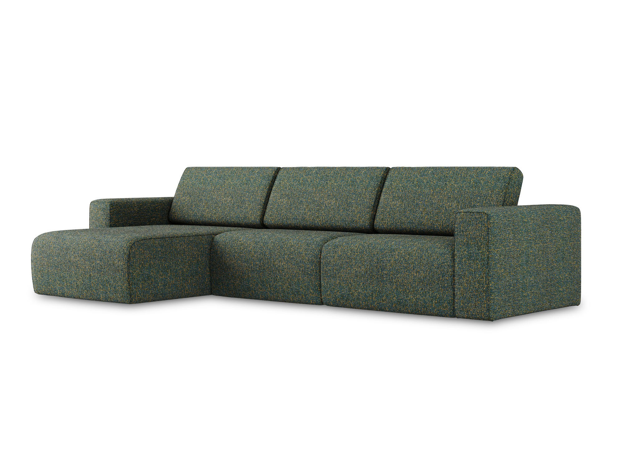 ECKSOFA Links Strukturstoff Stoff Grün - Blau/Schwarz, Kunststoff/Textil (167/314cm) - Makamii