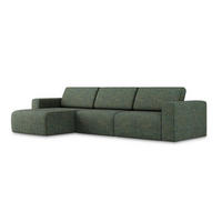 ECKSOFA Links Strukturstoff Stoff Grün - Blau/Schwarz, Kunststoff/Textil (167/314cm) - Makamii