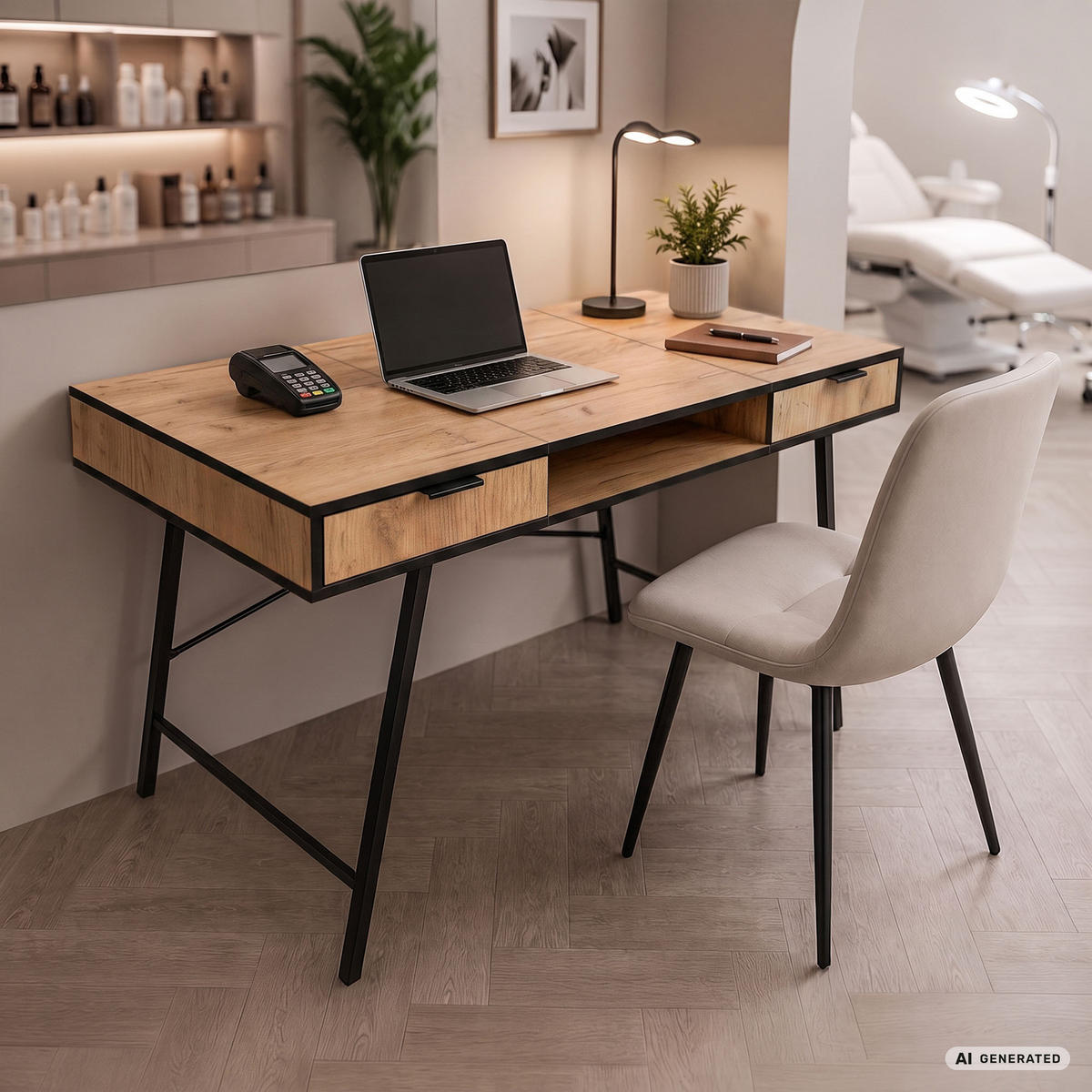 SCHREIBTISCH ARDEN 120 cm Craft Eiche - Eichefarben/Schwarz, Holzwerkstoff (120/50/80.5cm) - Akord