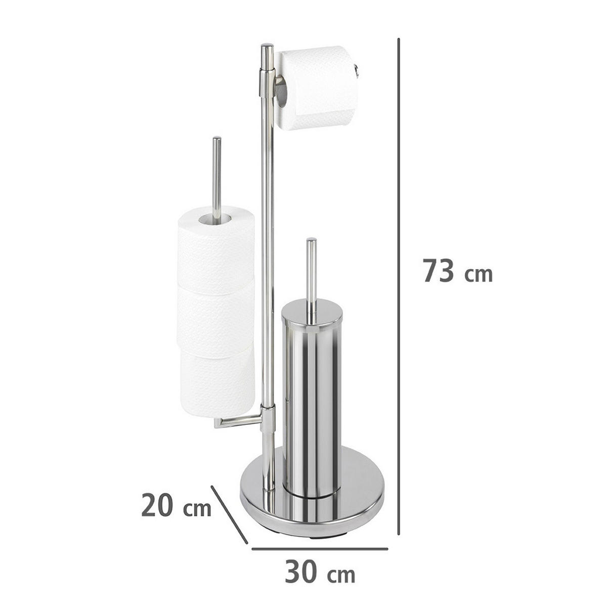 TOILETTENPAPIERSTÄNDER und Toilettenbürste Universalo Neo 30/20/73 cm - Silberfarben, Metall (20/73/30cm) - Wenko