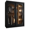 SCHWEBETÜRENSCHRANK 200/150/62 2-türig - Schwarz, Holz (150/200/62cm) - Abiks Möbel