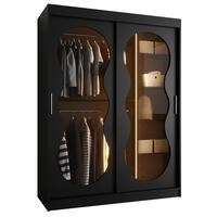 SCHWEBETÜRENSCHRANK 200/150/62 2-türig - Schwarz, Holz (150/200/62cm) - Abiks Möbel