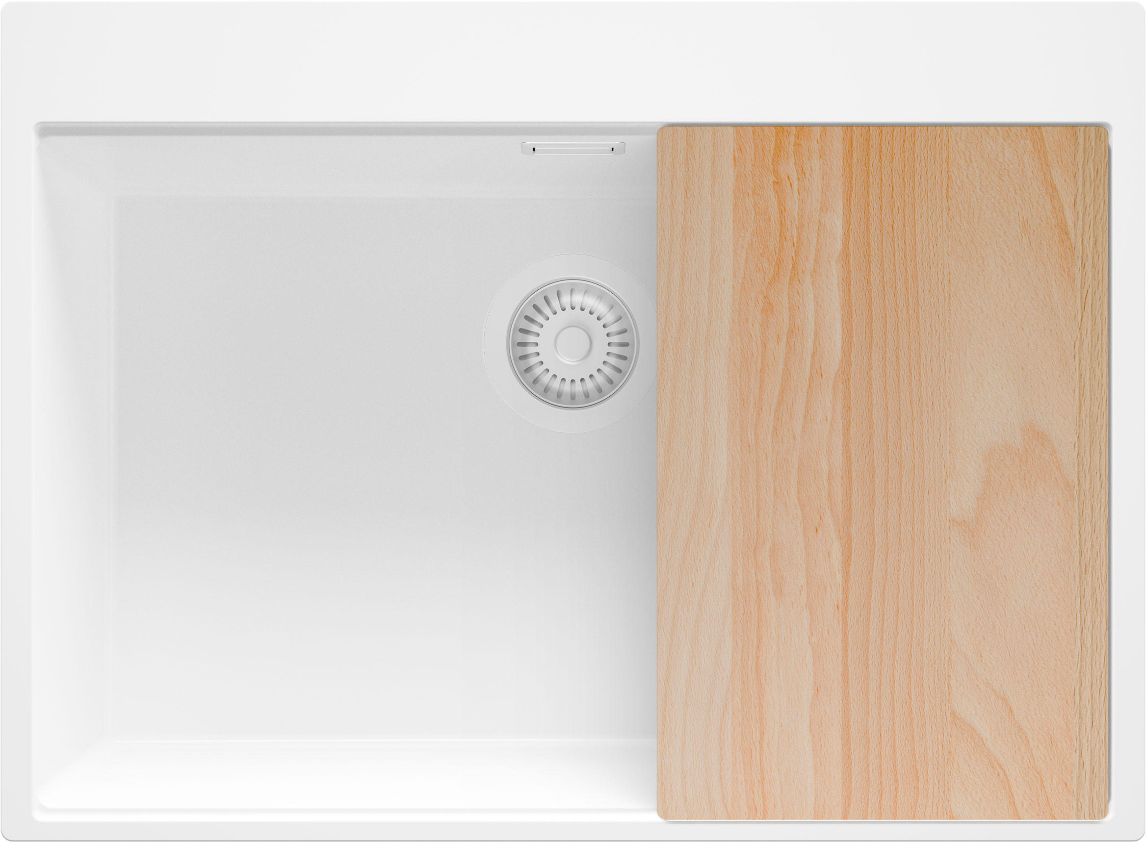 SPÜLBECKEN Oslo, 2-er set Alles Weiß 68/50 cm 1 Becken + Ablauf-Set + Schneidebrett ab 70er Unterschrank - Beige/Weiß, Kunststoff (68/20/50cm) - Primagran